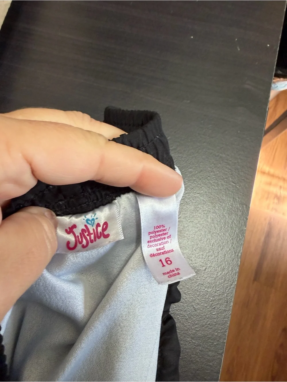 Justice Black Shorts with Pink Trim and Zebra Accent